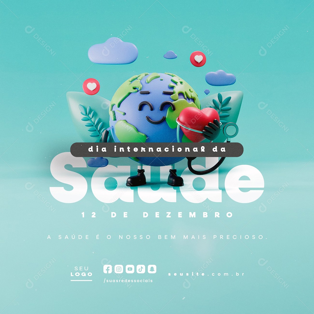Social Media Dia Internacional da Saúde 12 de Dezembro PSD Editável