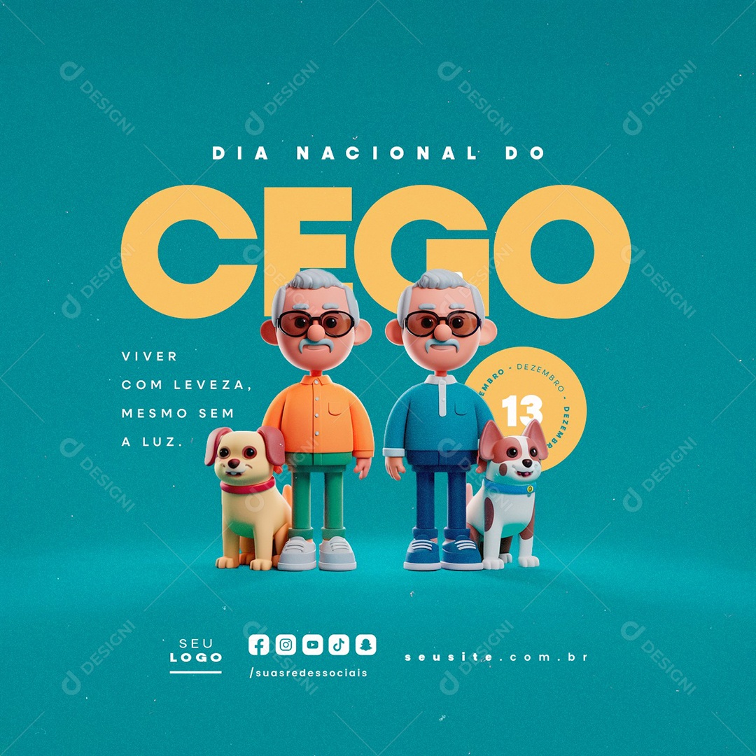 Dia Nacional do Cego 13 de Dezembro Social Media PSD Editável