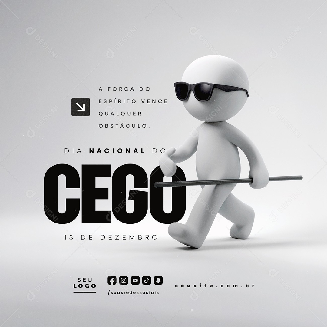 Dia Nacional do Cego 13 de Dezembro Social Media PSD Editável