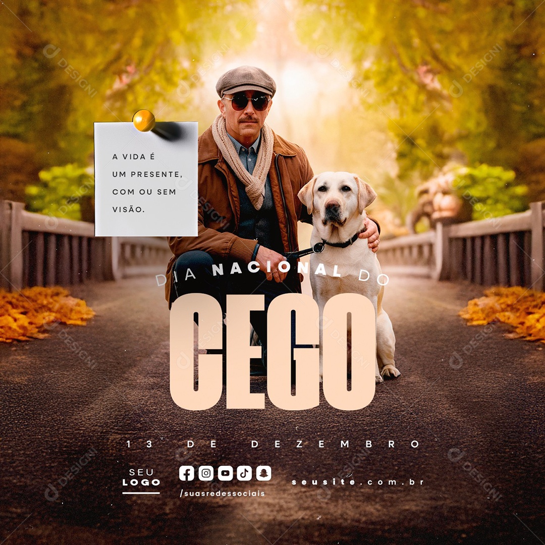 Social Media Dia Nacional do Cego 13 de Dezembro PSD Editável