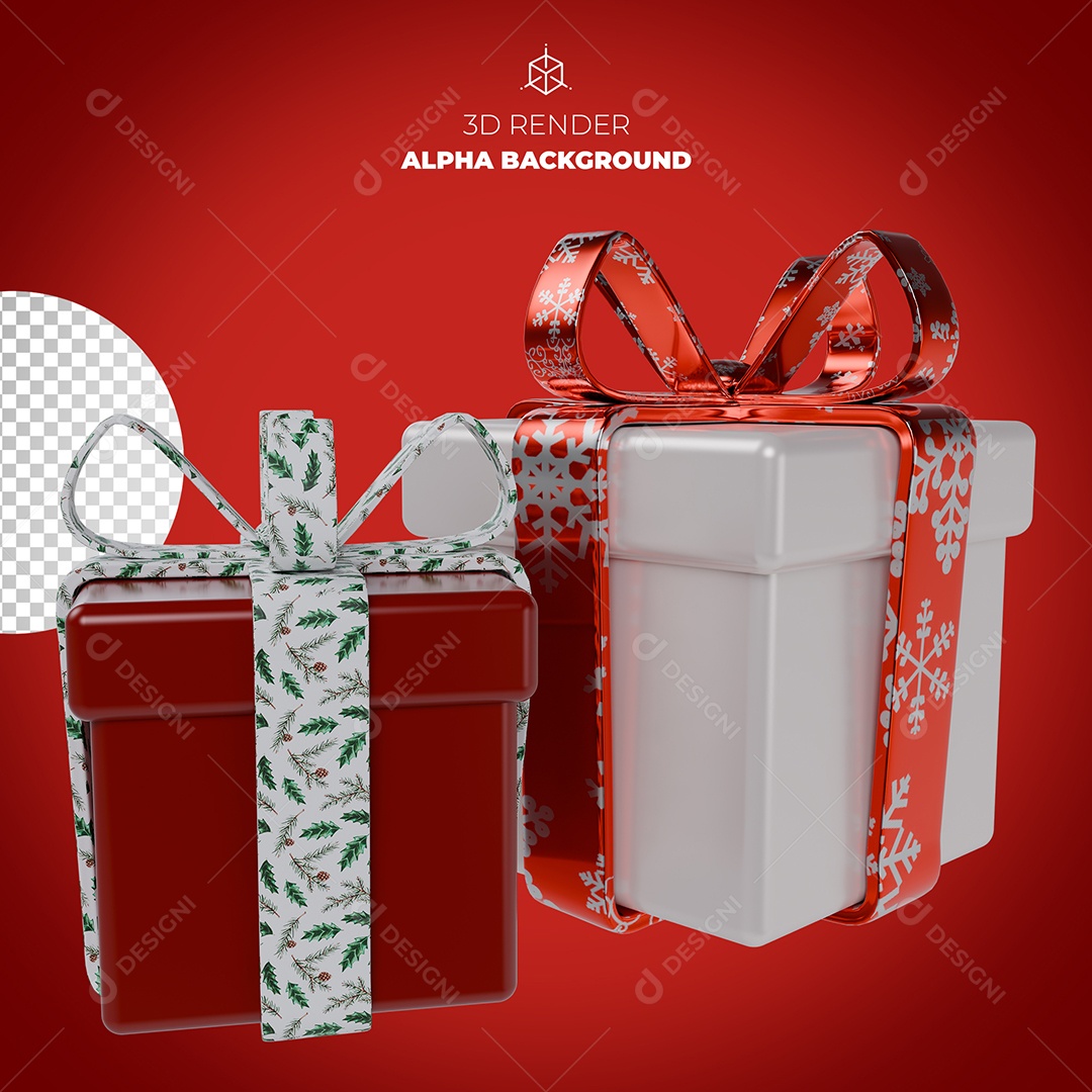Caixa de Presente Elemento 3D PSD