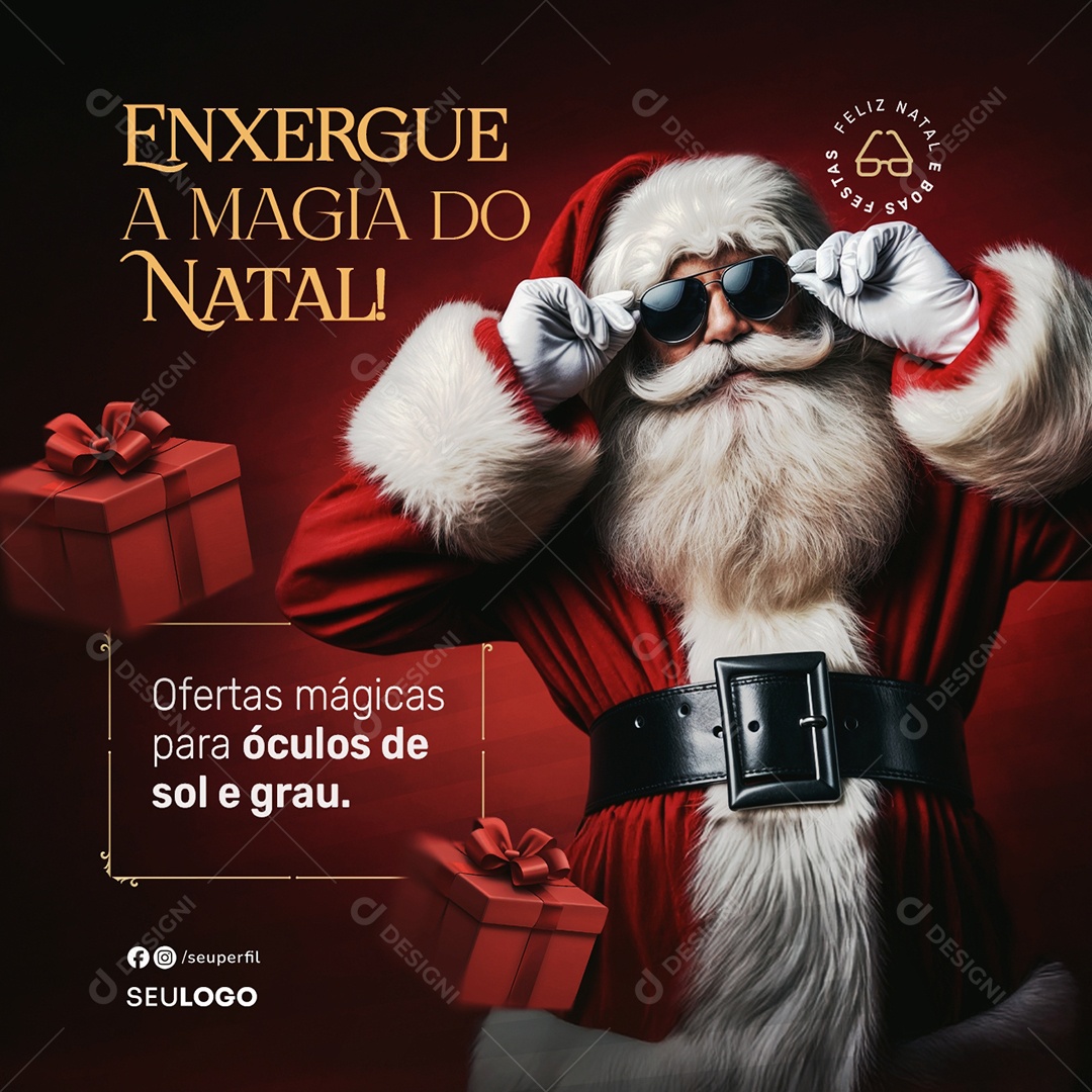 Feliz Natal 25 de Dezembro Ótica Social Media PSD Editável