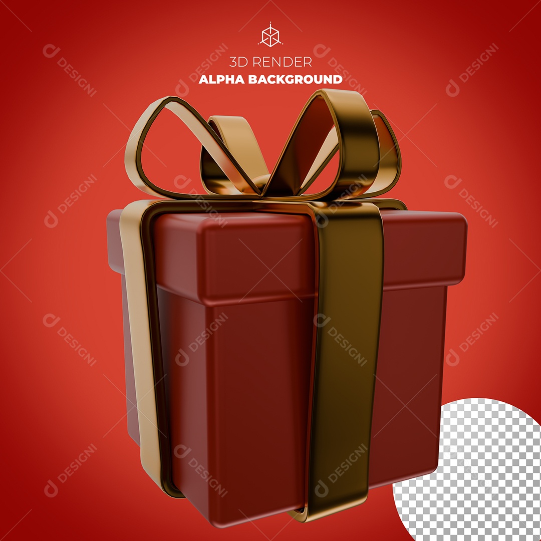 Caixa de Presente Elemento 3D PSD