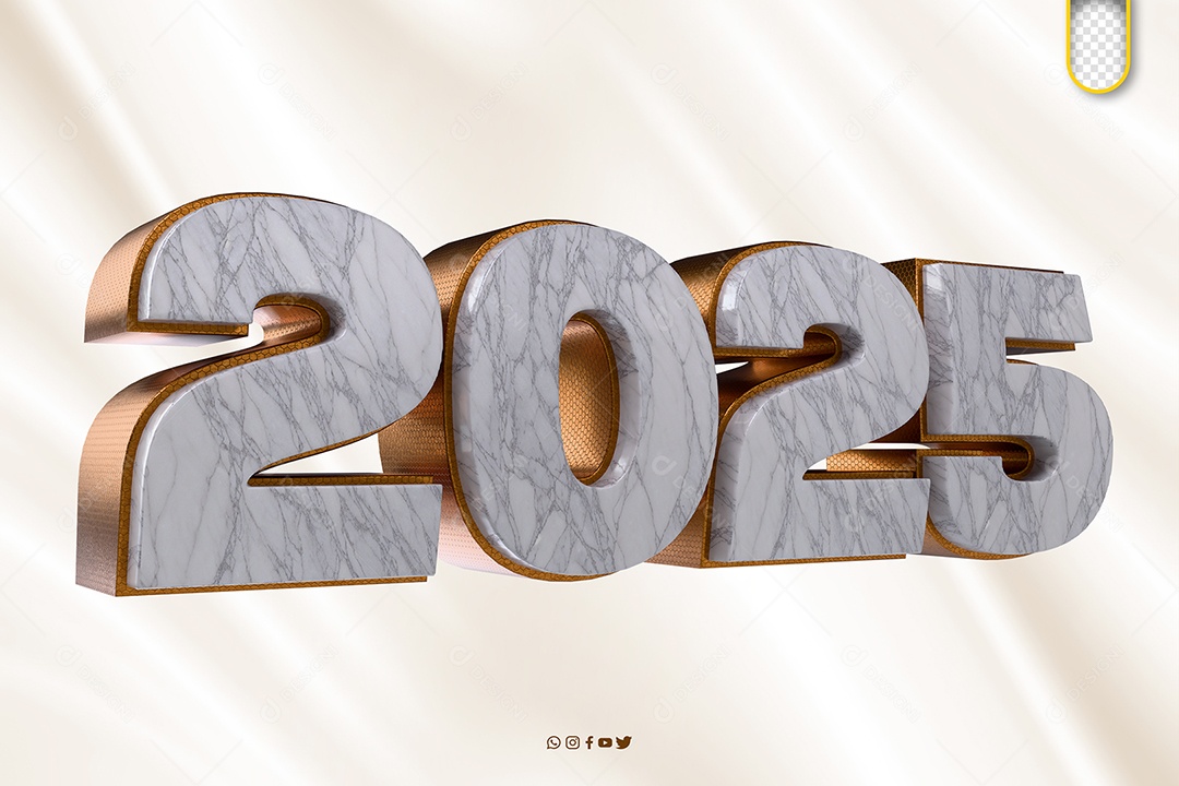 Número 3D 2025 Elemento Para Composição PSD