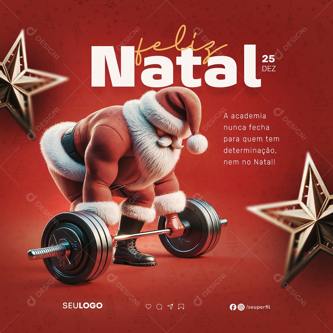 Feliz Natal 25 de Dezembro Academia Social Media PSD Editável