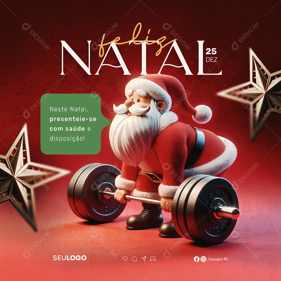 Feliz Natal 25 de Dezembro Academia Social Media PSD Editável