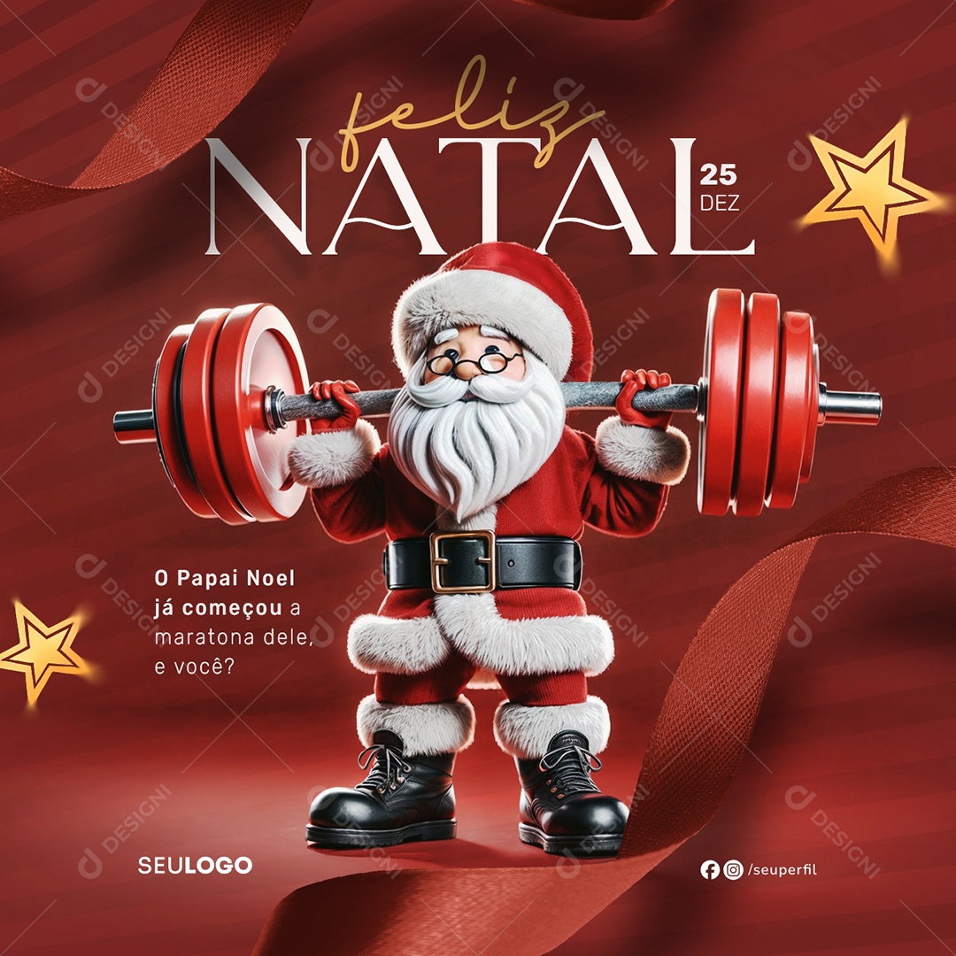 Social Media Feliz Natal 25 de Dezembro Academia PSD Editável