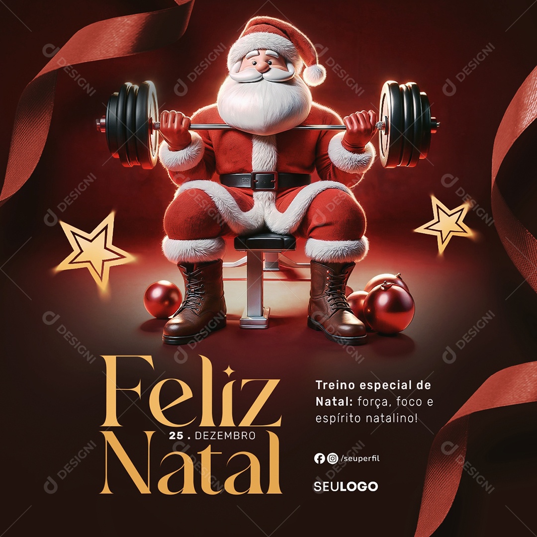 Feliz Natal 25 de Dezembro Academia Social Media PSD Editável