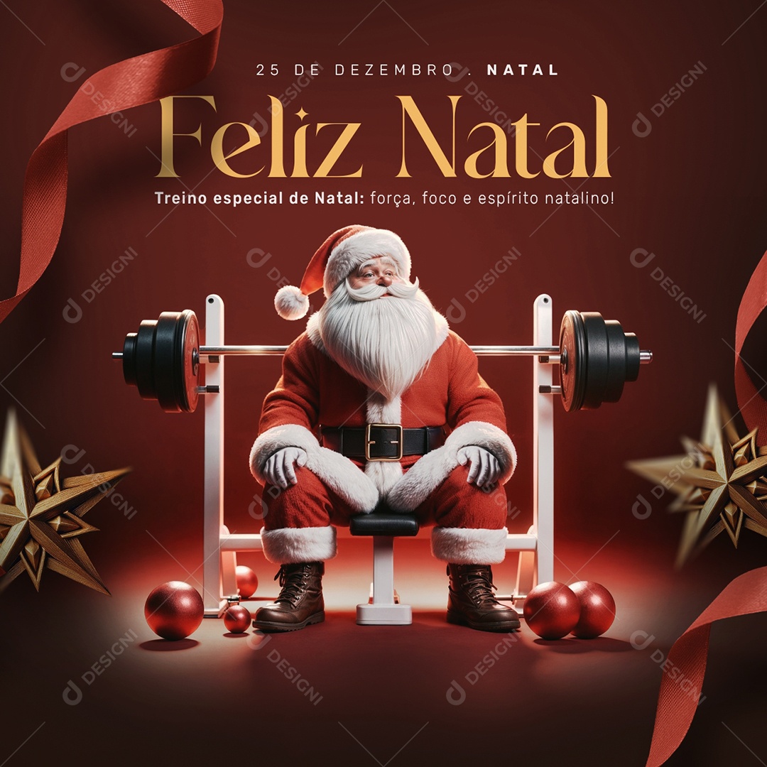 Feliz Natal 25 de Dezembro Academia Social Media PSD Editável