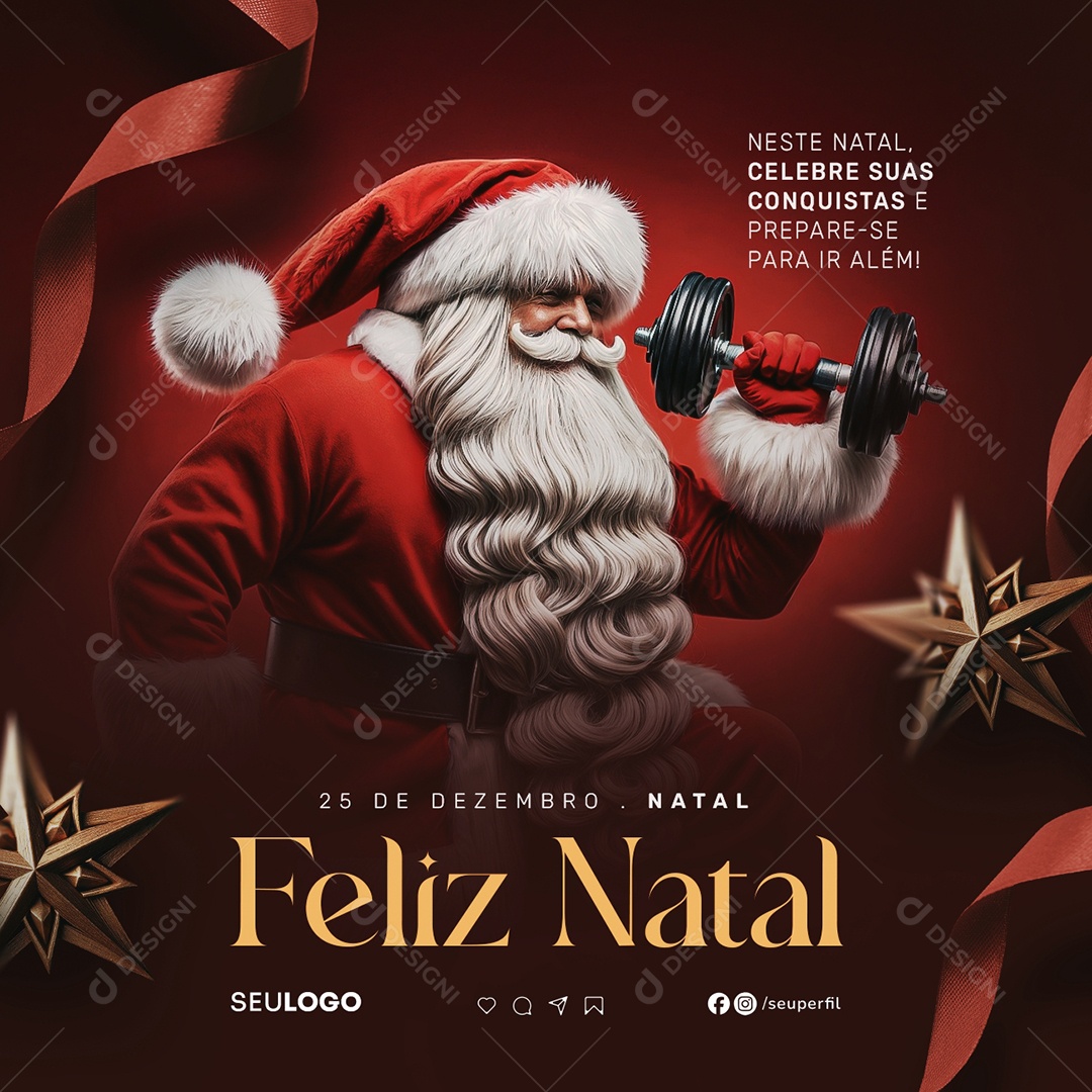 Feliz Natal Academia 25 de Dezembro Social Media PSD Editável