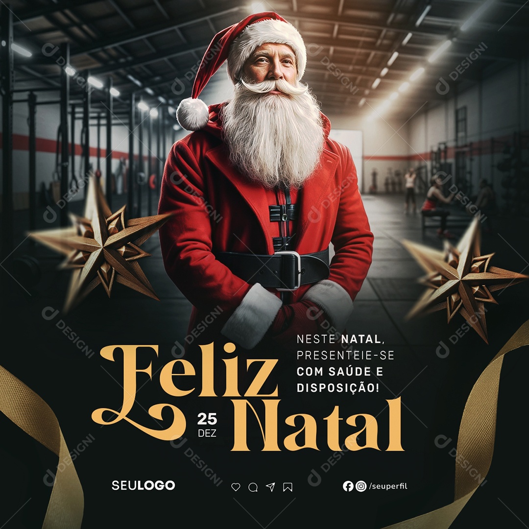 Feliz Natal 25 de Dezembro Academia Social Media PSD Editável