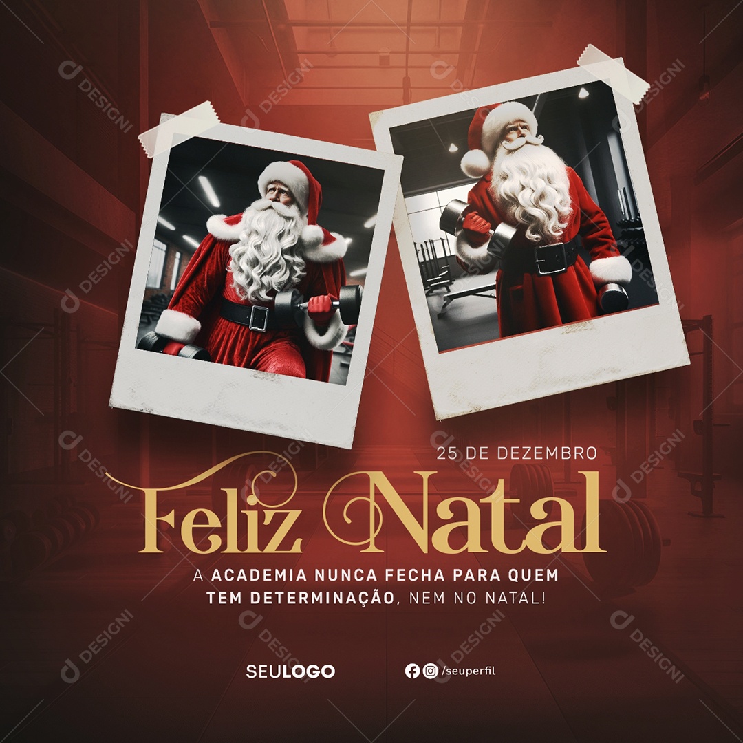 Feliz Natal 25 de Dezembro Academia Social Media PSD Editável