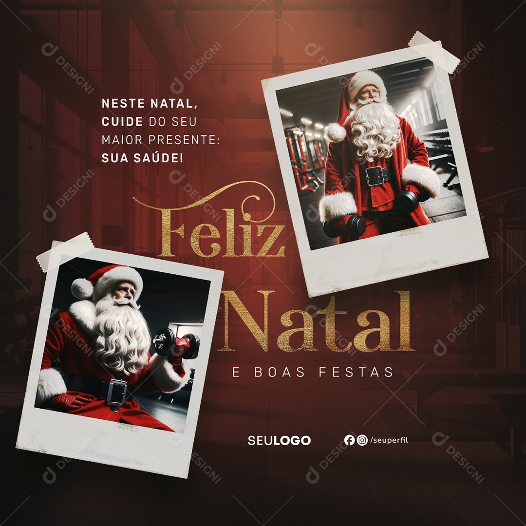 Feliz Natal 25 de Dezembro Academia Social Media PSD Editável