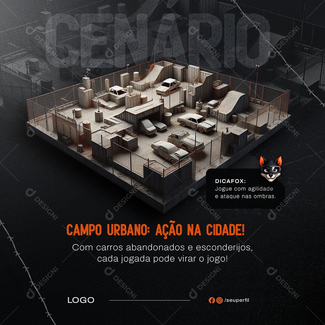 Paintball Campo Urbano Ação na Cidade Social Media PSD Editável