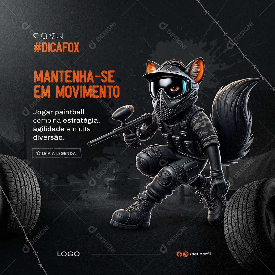 Paintball Mantenha Se em Movimento Social Media PSD Editável