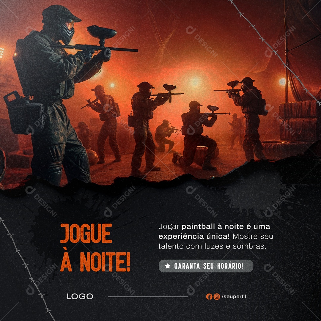 Paintball Jogue á Noite Social Media PSD Editável