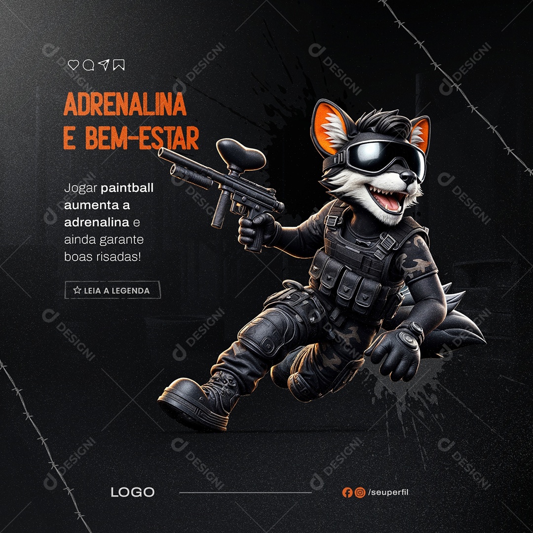 Paintball Adrenalina e Bem Estar Social Media PSD Editável