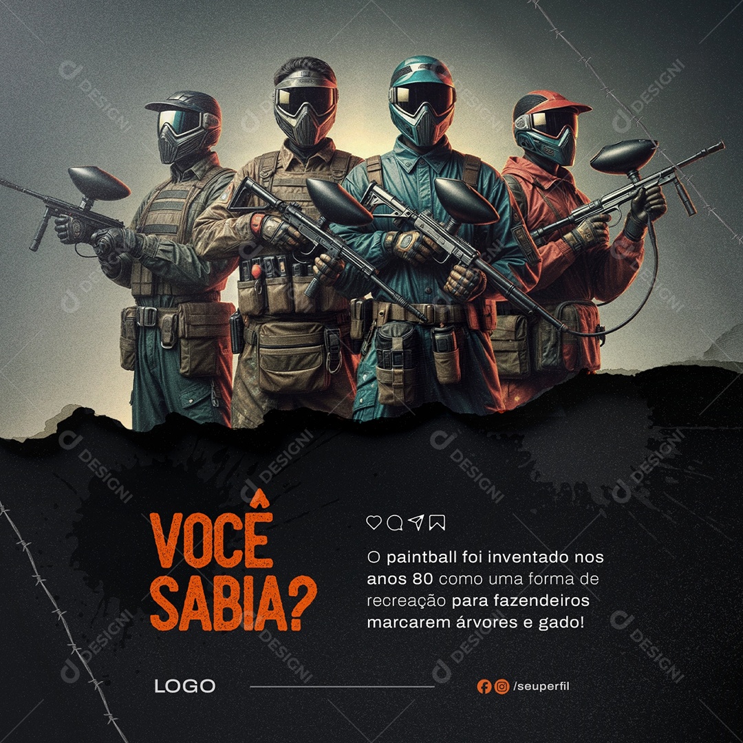 Paintball Você Sabia Social Media PSD Editável