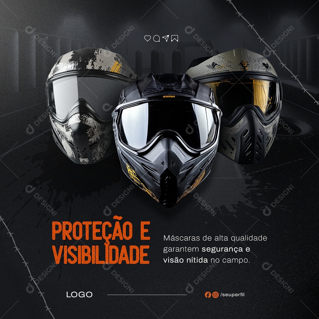 Paintball Proteção e Visibilidade Social Media PSD Editável