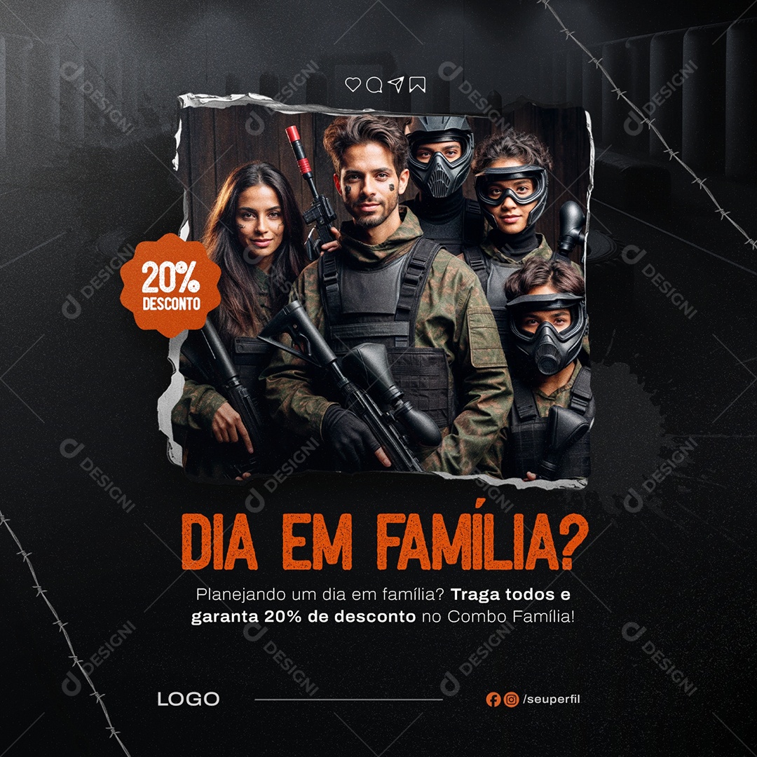 Paintball Dia em Família Social Media PSD Editável