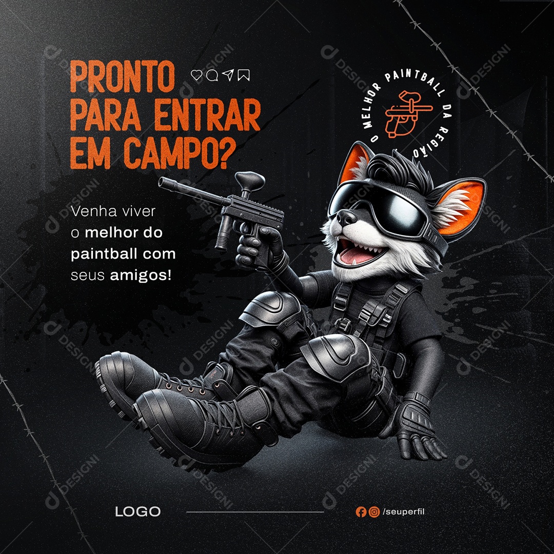 Paintball Pronto para Entrar em Campo Social Media PSD Editável