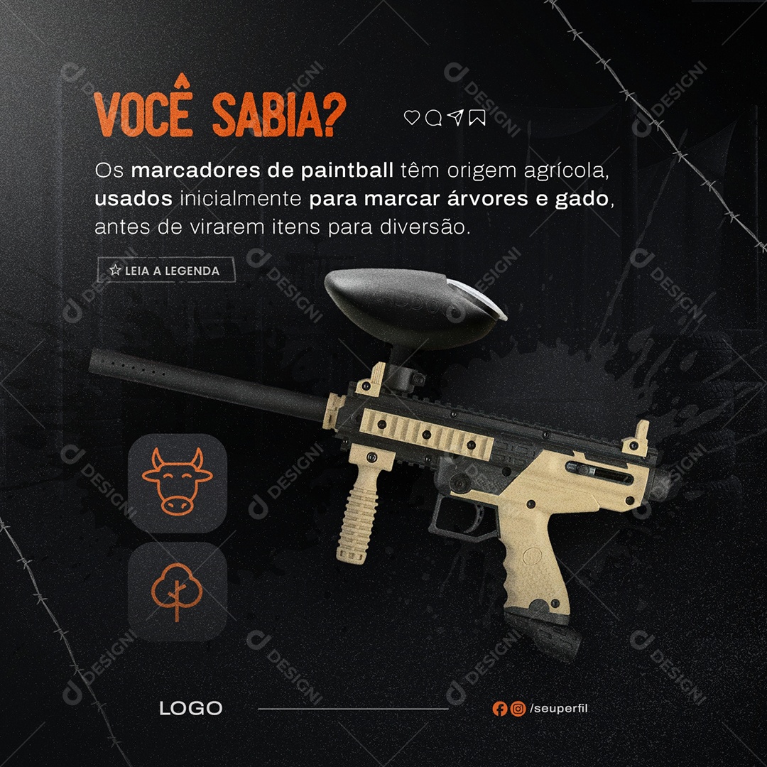 Social Media Paintball Você Sabia PSD Editável