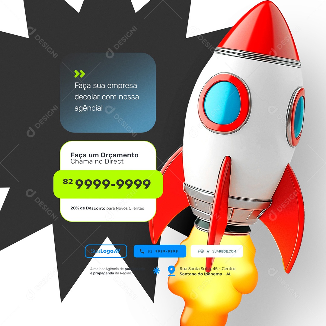 Agência de Publicidade Faça sua Empresa Decolar Social Media PSD Editável