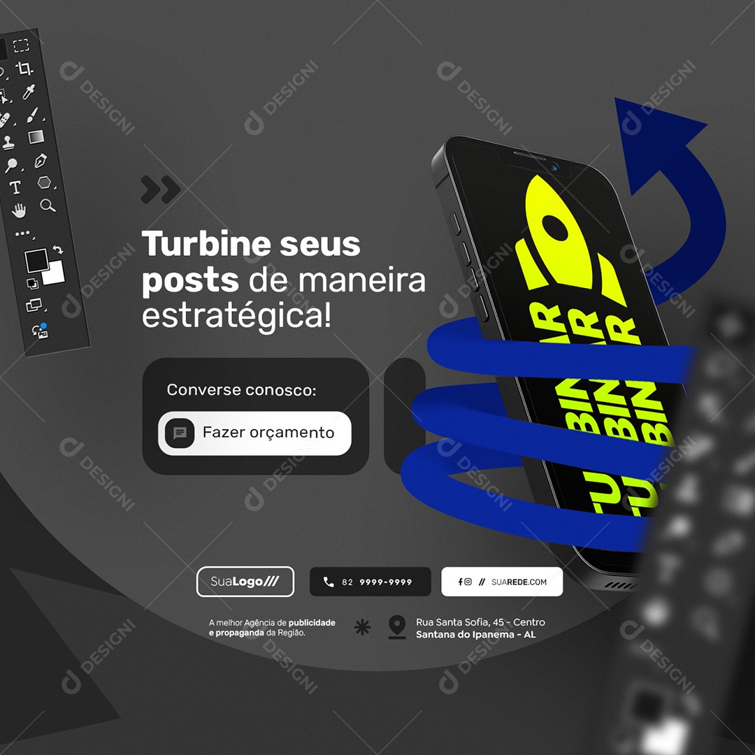 Agência de Publicidade Turbine seus Posts Social Media PSD Editável