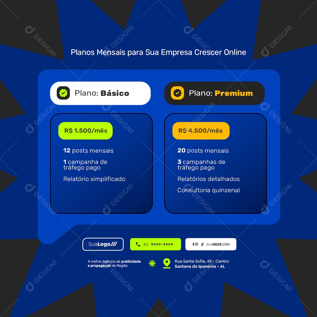 Agência de Publicidade Planos Mensais Social Media PSD Editável