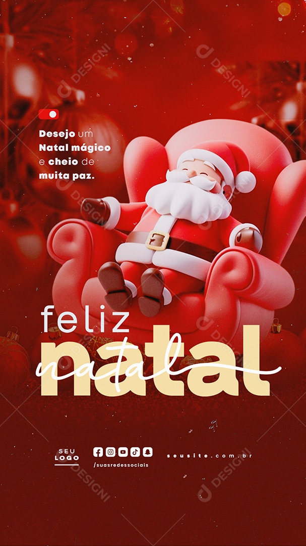 Story Social Media Feliz Natal 25 de Dezembro PSD Editável