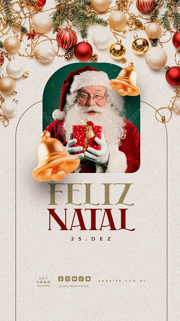 Story Feliz Natal 25 de Dezembro Social Media PSD Editável