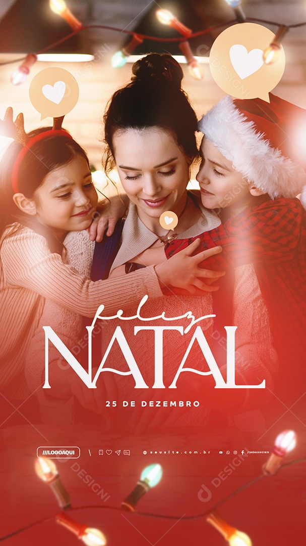Story Feliz Natal 25 de Dezembro Um Natal Cheio de Carinho e Afeto Social Media PSD Editável