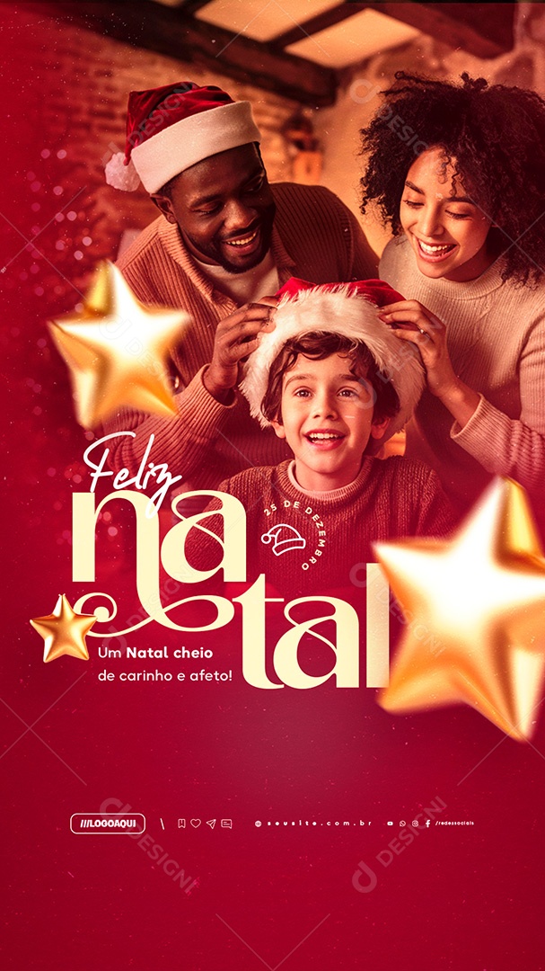 Story Feliz Natal 25 de Dezembro O Amor é o Maior Presente para Este Natal Social Media PSD Editável