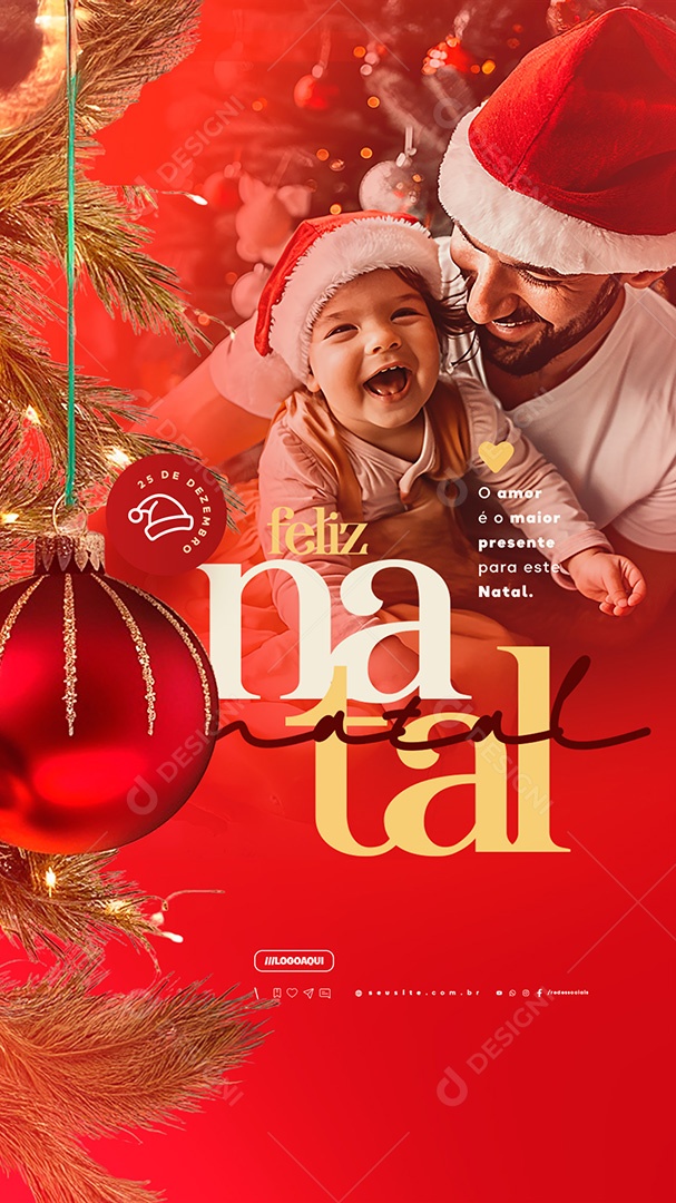 Story Feliz Natal 25 de Dezembro O Amor é o Maior Presente para Este Natal Social Media PSD Editável