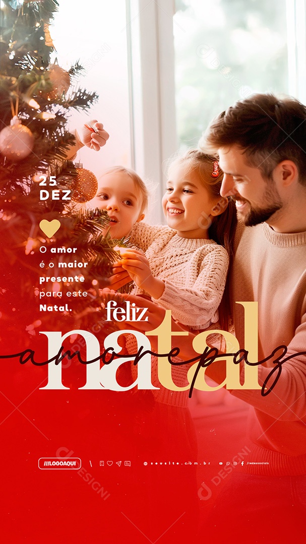 Story Feliz Natal 25 de Dezembro O Amor é o Maior Presente Social Media PSD Editável