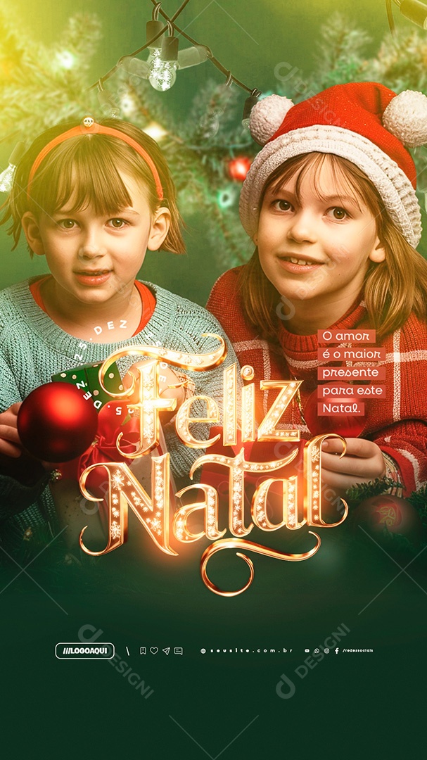 Story Feliz Natal 25 de Dezembro O Amor é o Maior Presente para Este Natal Social Media PSD Editável