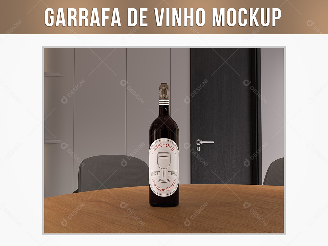 Garrafa de Vinho Mockup PSD Editável