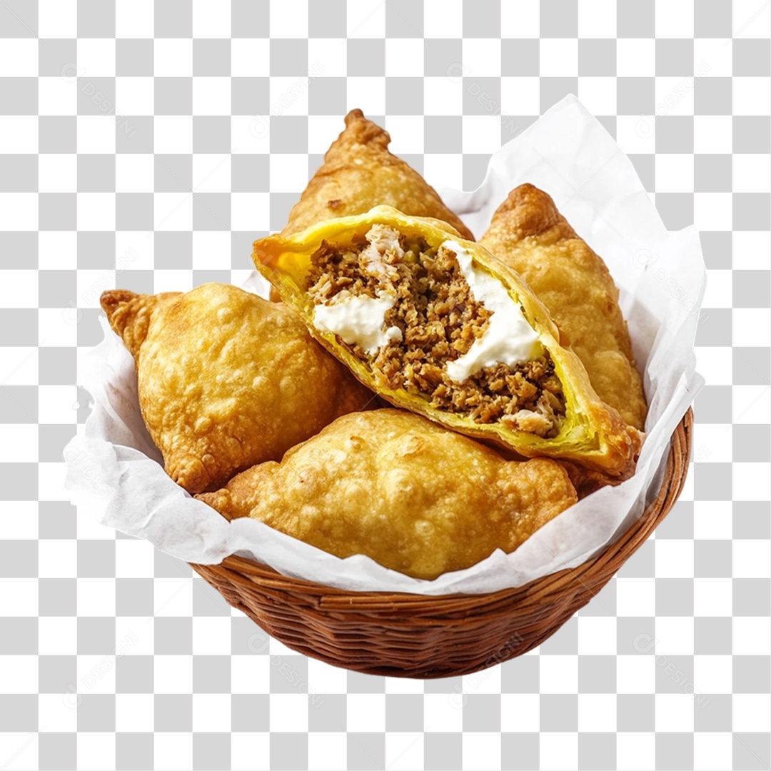 Cesta com Salgados Lanche PNG Transparente