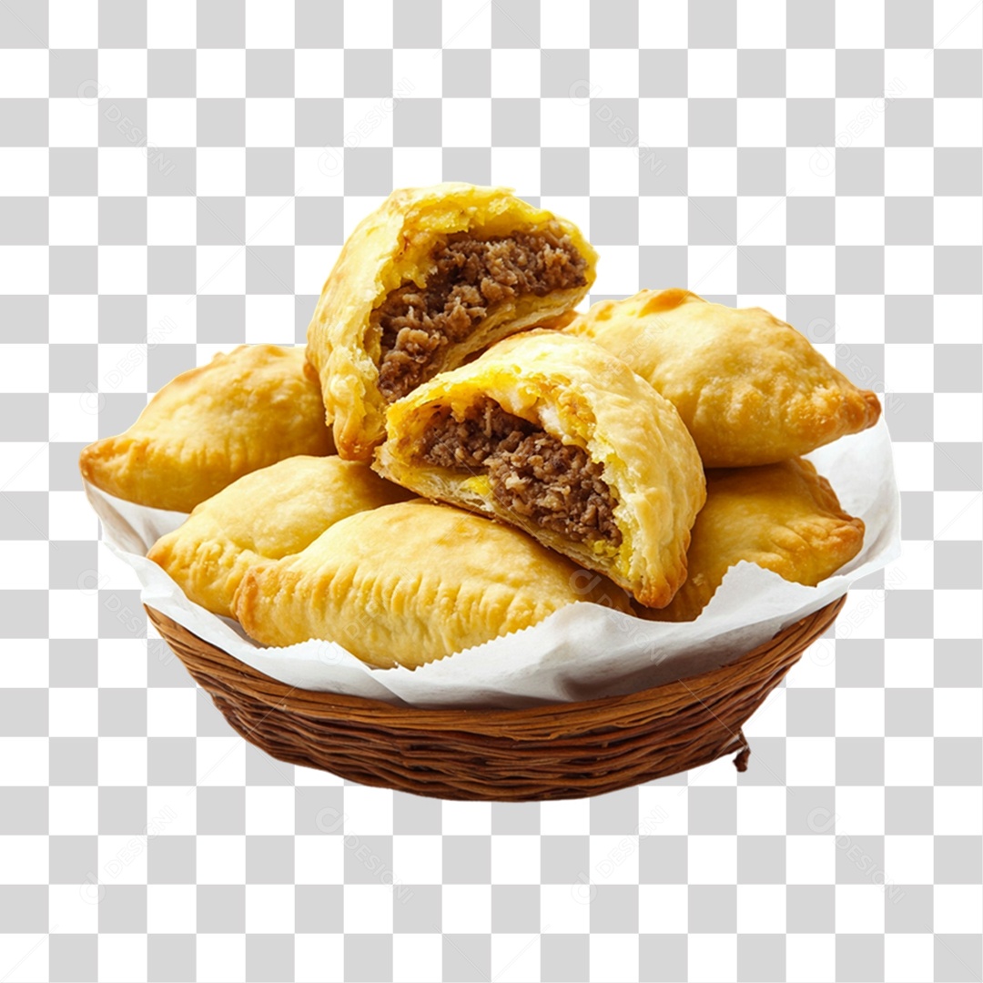 Cesta com Salgados Lanche PNG Transparente