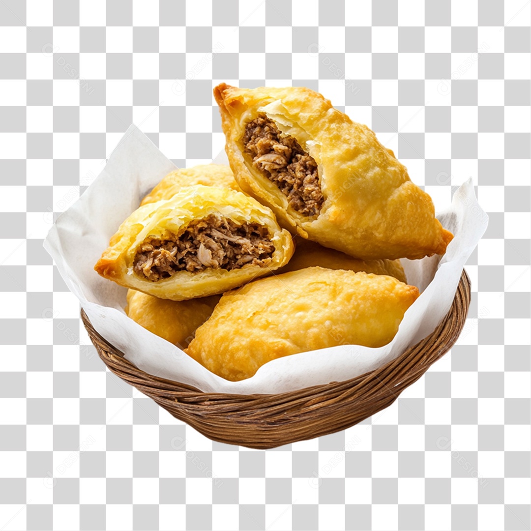 Cesta com Salgados Lanche PNG Transparente