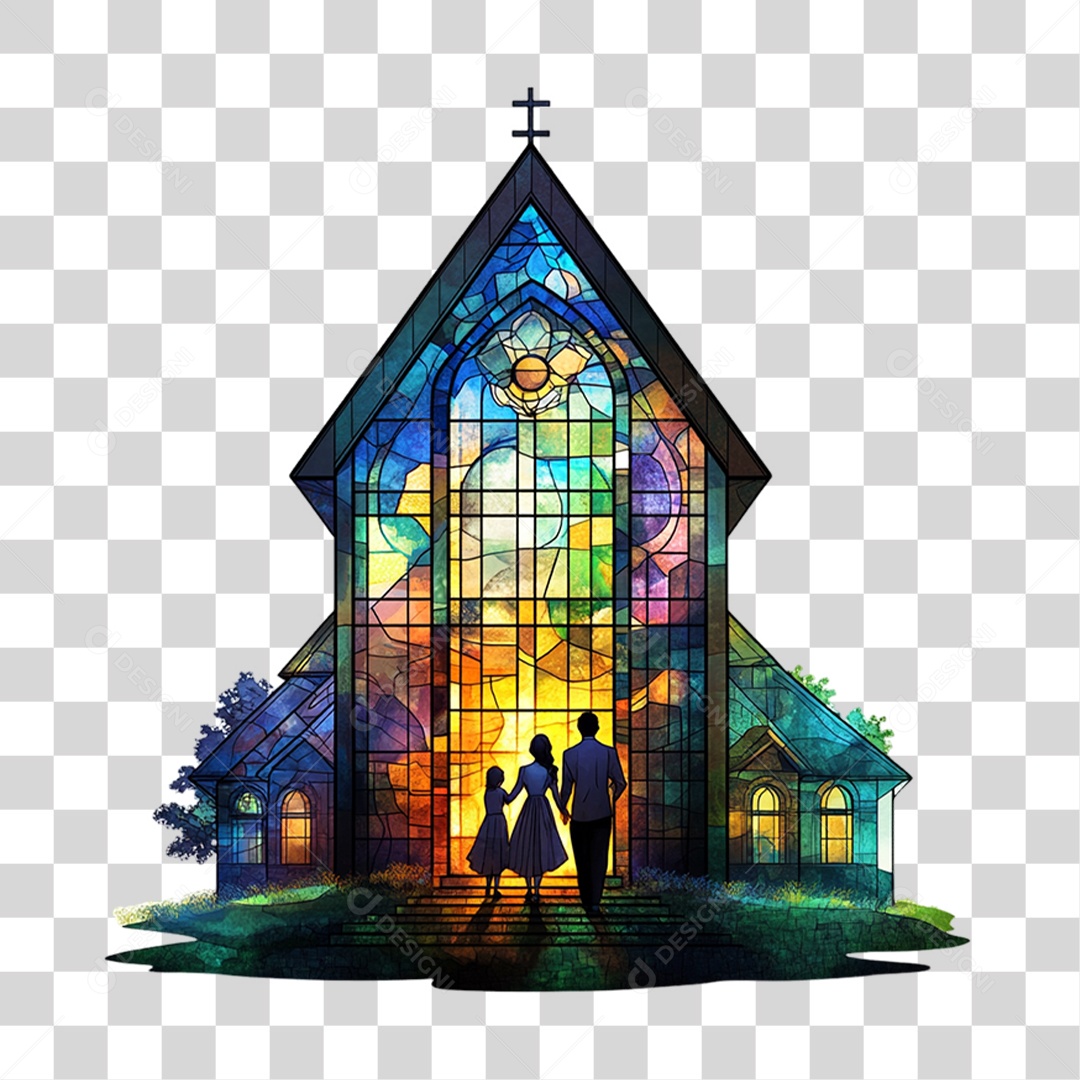 Elemento 3D Vidro de Igreja Janela PNG Transparente