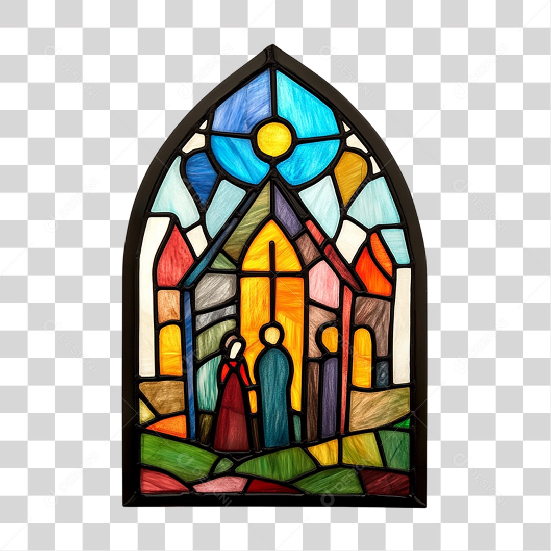Elemento 3D Vidro de Igreja Janela PNG Transparente