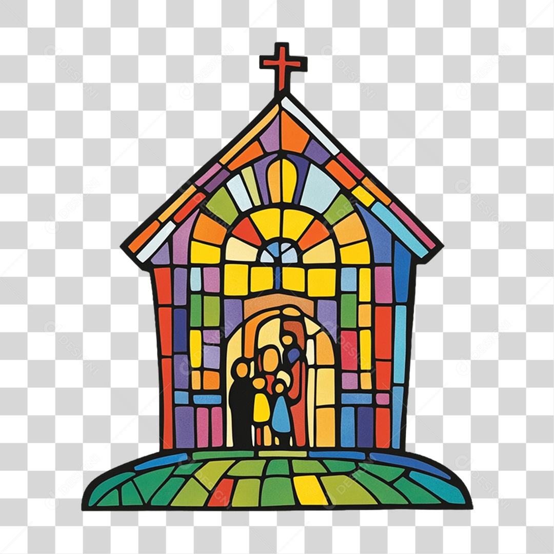 Elemento 3D Vidro de Igreja Janela PNG Transparente