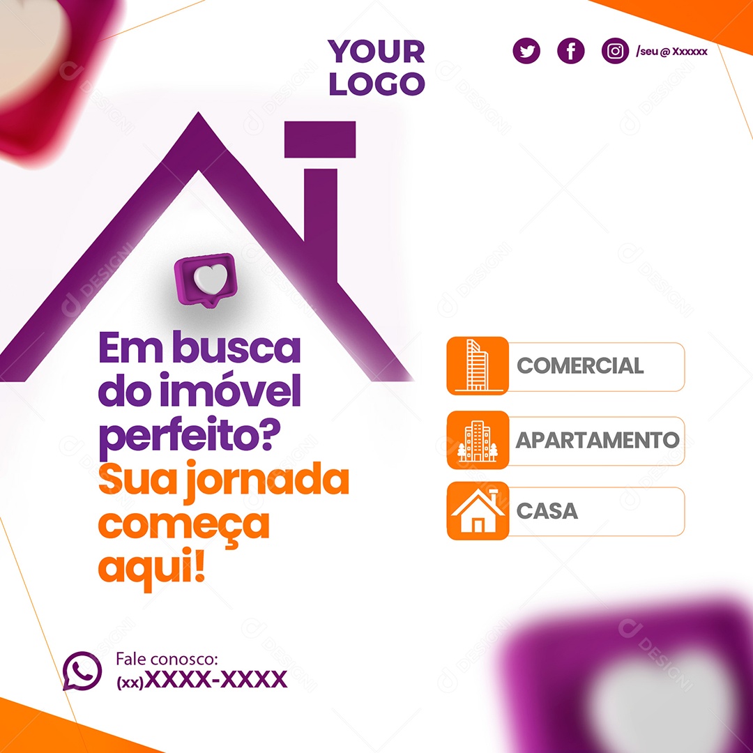Imobiliária Sua Jornada Começa Aqui Social Media PSD Editável