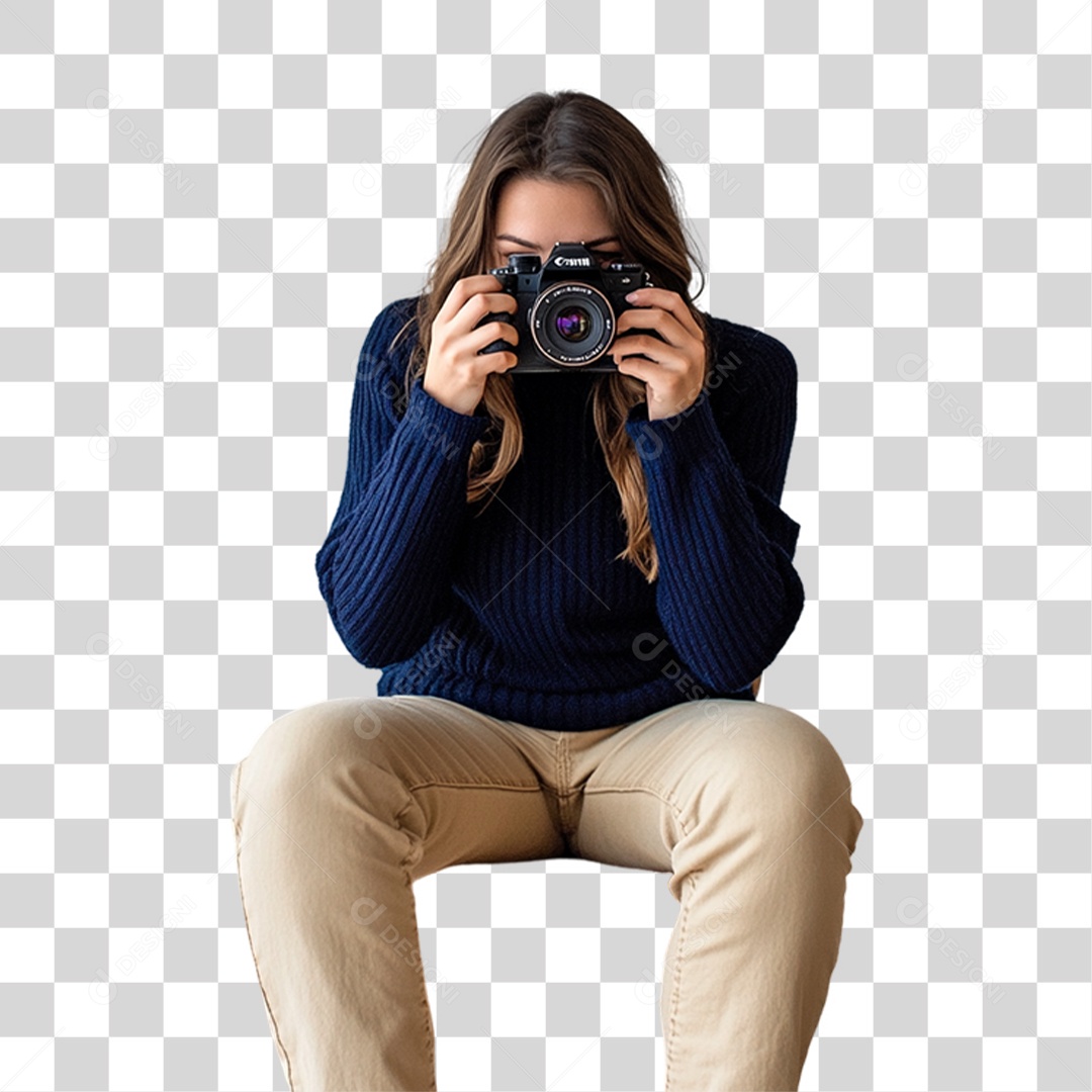 Mulher Fotógrafa PNG Transparente