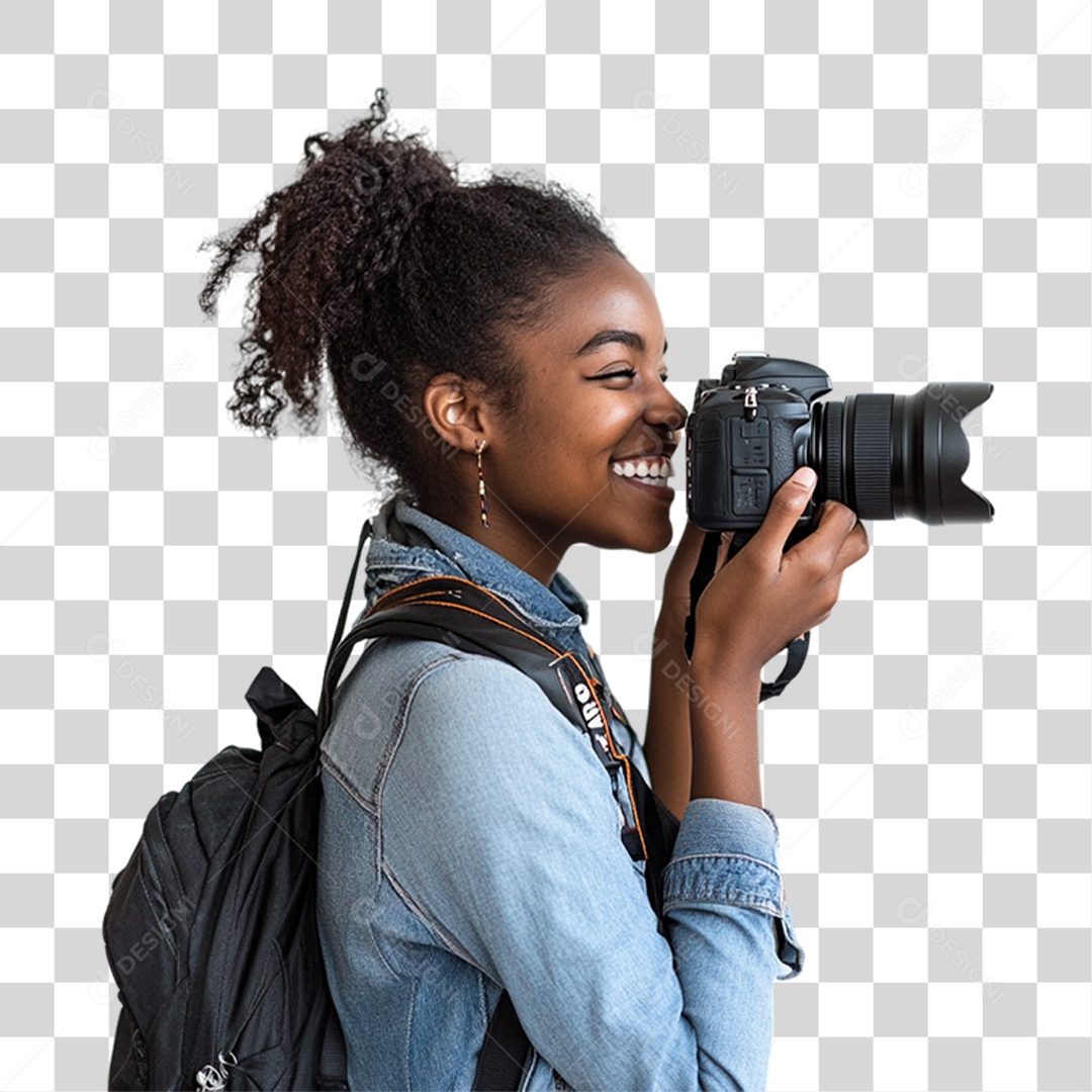 Mulher Fotógrafa PNG Transparente
