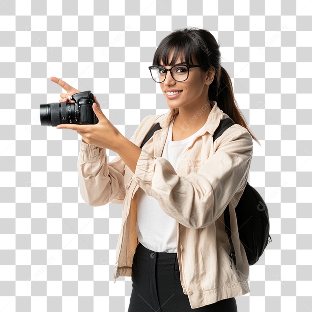 Mulher Fotógrafa PNG Transparente