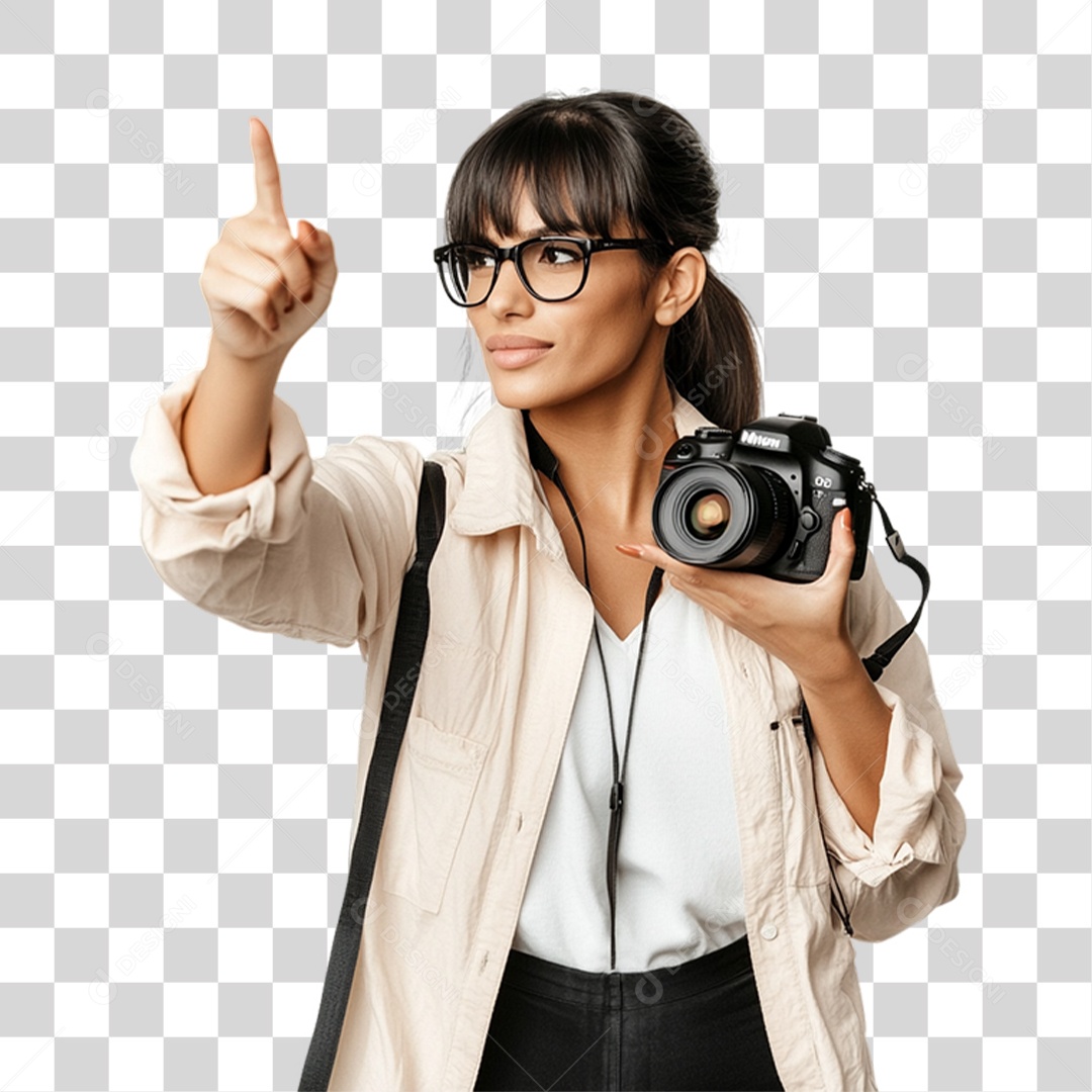 Mulher Fotógrafa PNG Transparente