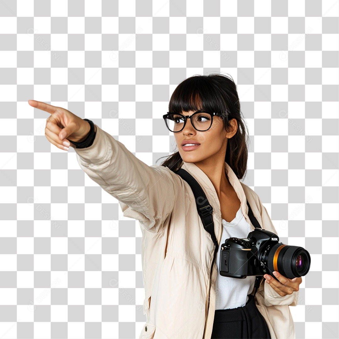 Mulher Fotógrafa PNG Transparente