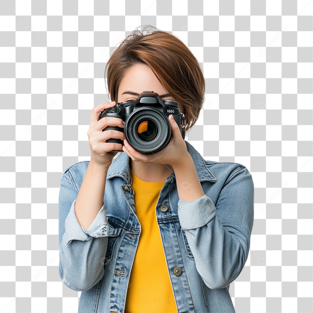 Mulher Fotógrafa PNG Transparente